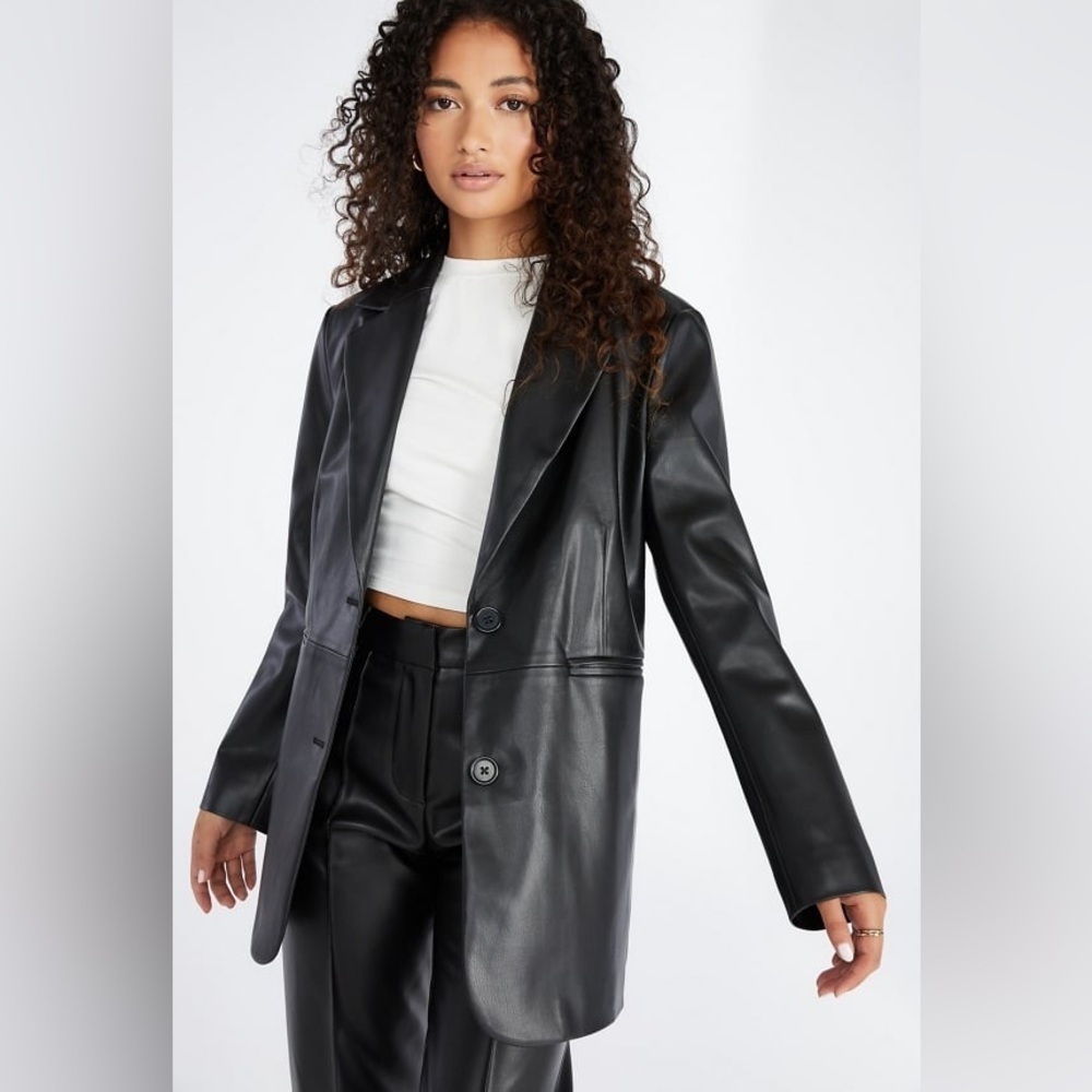 Just Fab Oversized Faux Leather Blazer Nwt Xxlarge